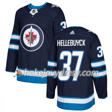 Pánské Hokejový Dres Winnipeg Jets Connor Hellebuyck 37 Adidas 2017-2018 Modrá Authentic